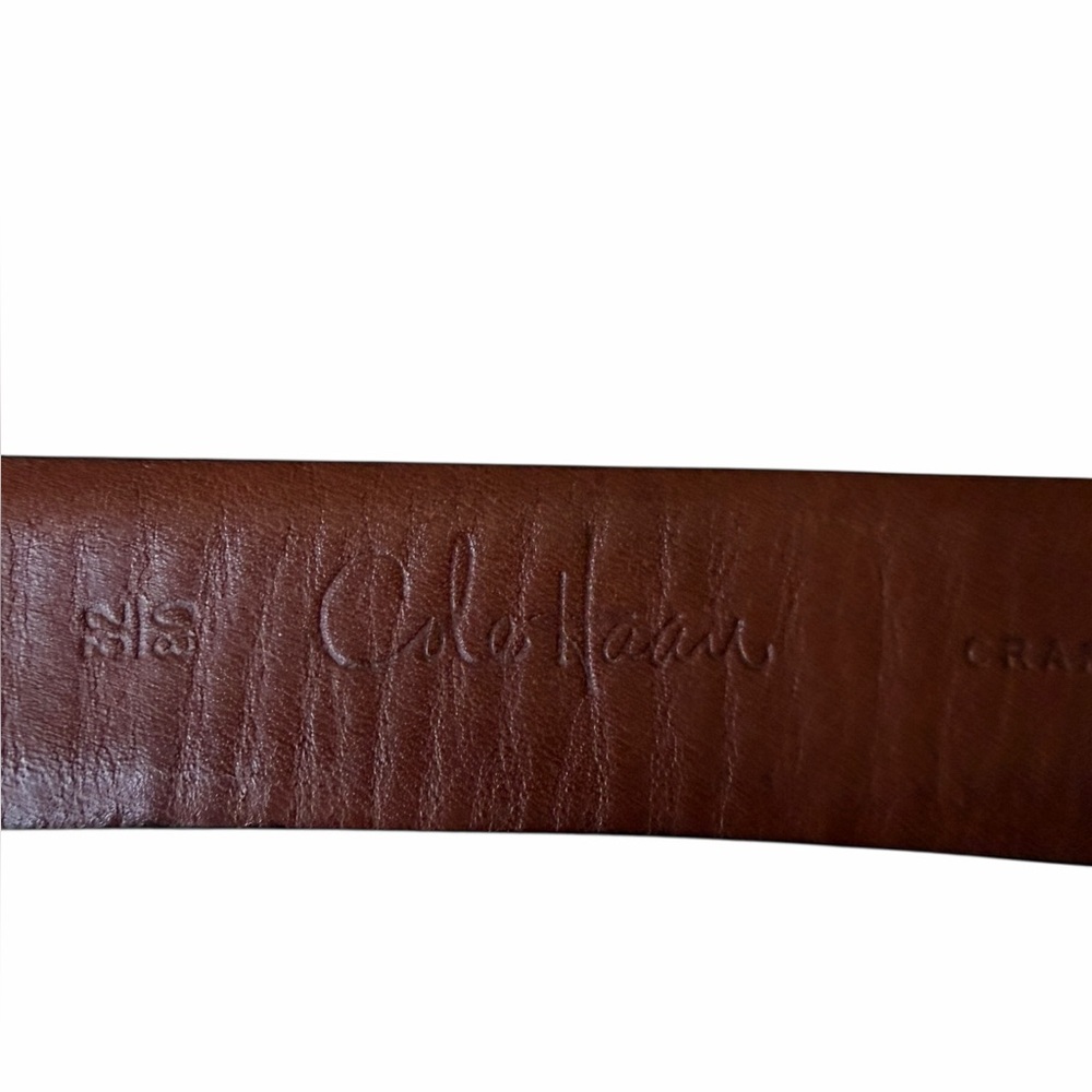 Cole Haan Mens Dress Belt Oxblood Brown with Silver tone Buckle, 32 - Picture 6 of 12